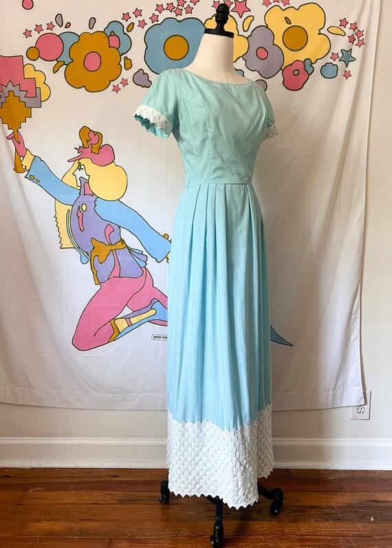 60s Henley Jr Turquoise Maxi Dress Size XS  | Vin… - image 5