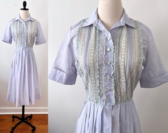 60s Semi Sheer Lilac Eyelet Day Dress Size S