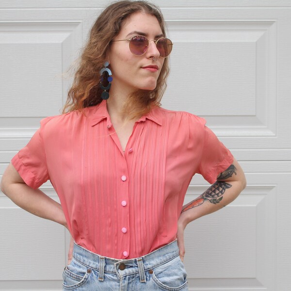 40s Short Sleeve Pink Blouse