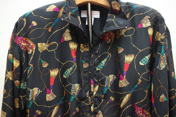 90s NWT Tassel Pattern Silk Windbreaker Size M | … - image 3