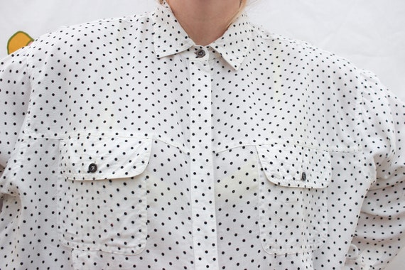 80s 90s Chaus Polka Dot Boxy Blouse Size L | Vint… - image 2