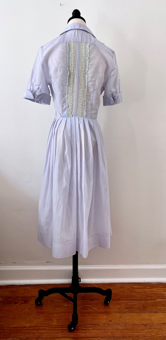 60s Semi Sheer Lilac Eyelet Day Dress Size S - image 2