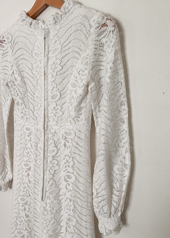 70s Crochet Lace Prairie Dress Size XXS-XS | Vint… - image 7