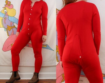 red long johns with flap