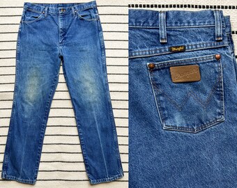 80s Wrangler W Pocket Stitch Denim Jeans Size 34x30