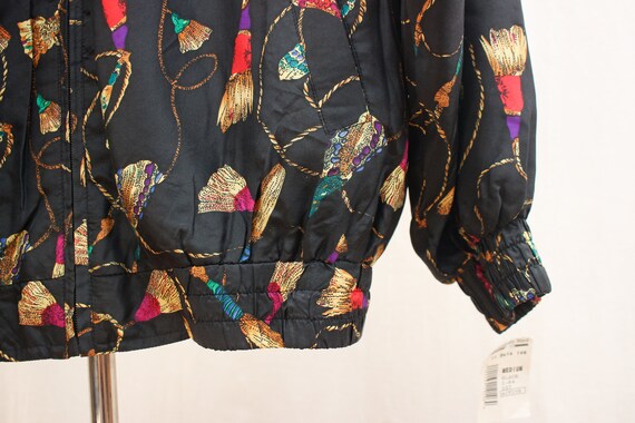 90s NWT Tassel Pattern Silk Windbreaker Size M | … - image 9