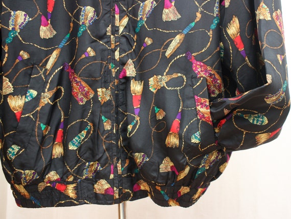 90s NWT Tassel Pattern Silk Windbreaker Size M | … - image 7