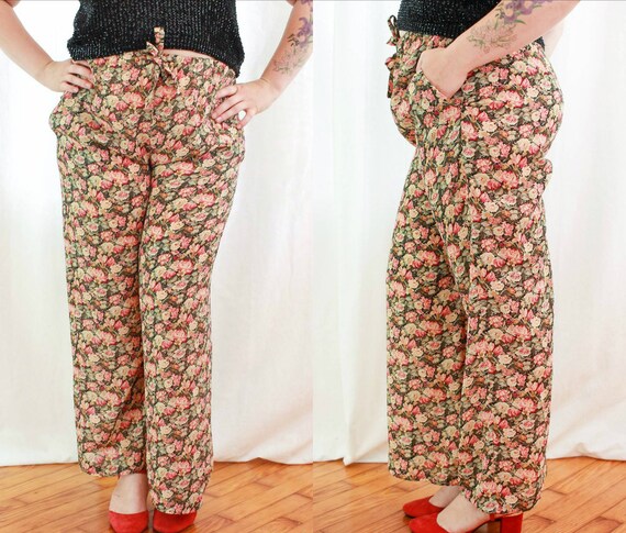 90s Express Floral Semi Sheer Pants 