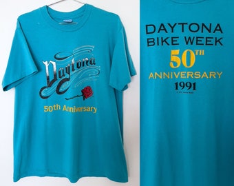 1991 Daytona Bike Week 50th Anniversary Tee Size L | Vintage 90s Florida Biker Week  T Shirt