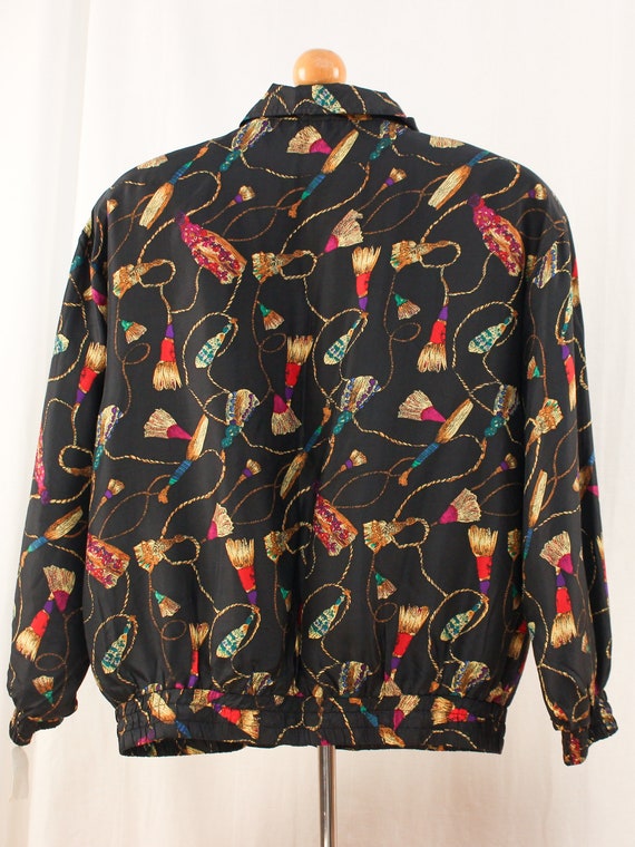 90s NWT Tassel Pattern Silk Windbreaker Size M | … - image 8