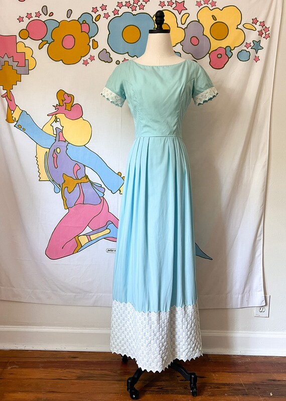 60s Henley Jr Turquoise Maxi Dress Size XS  | Vin… - image 4