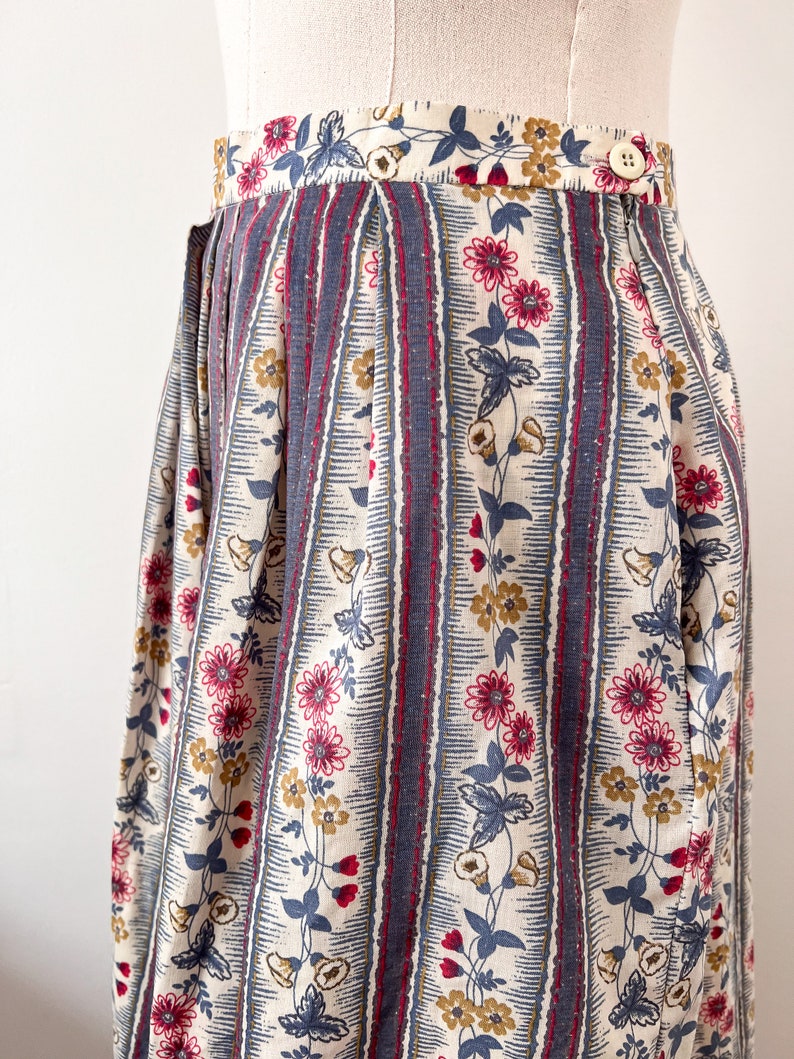 80s 90s Orvis Floral Pleated Midi Skirt image 4