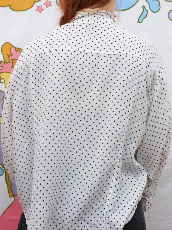 80s 90s Chaus Polka Dot Boxy Blouse Size L | Vint… - image 7