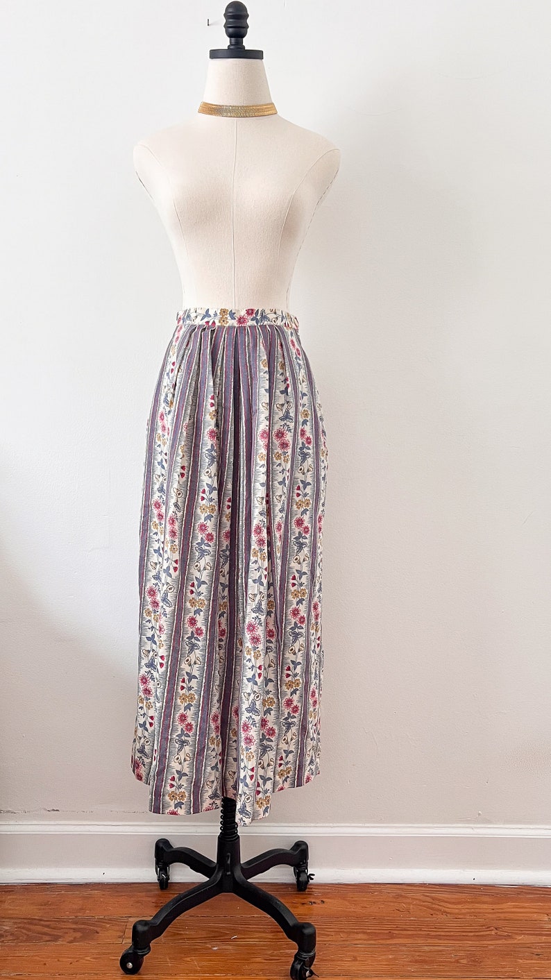 80s 90s Orvis Floral Pleated Midi Skirt image 2