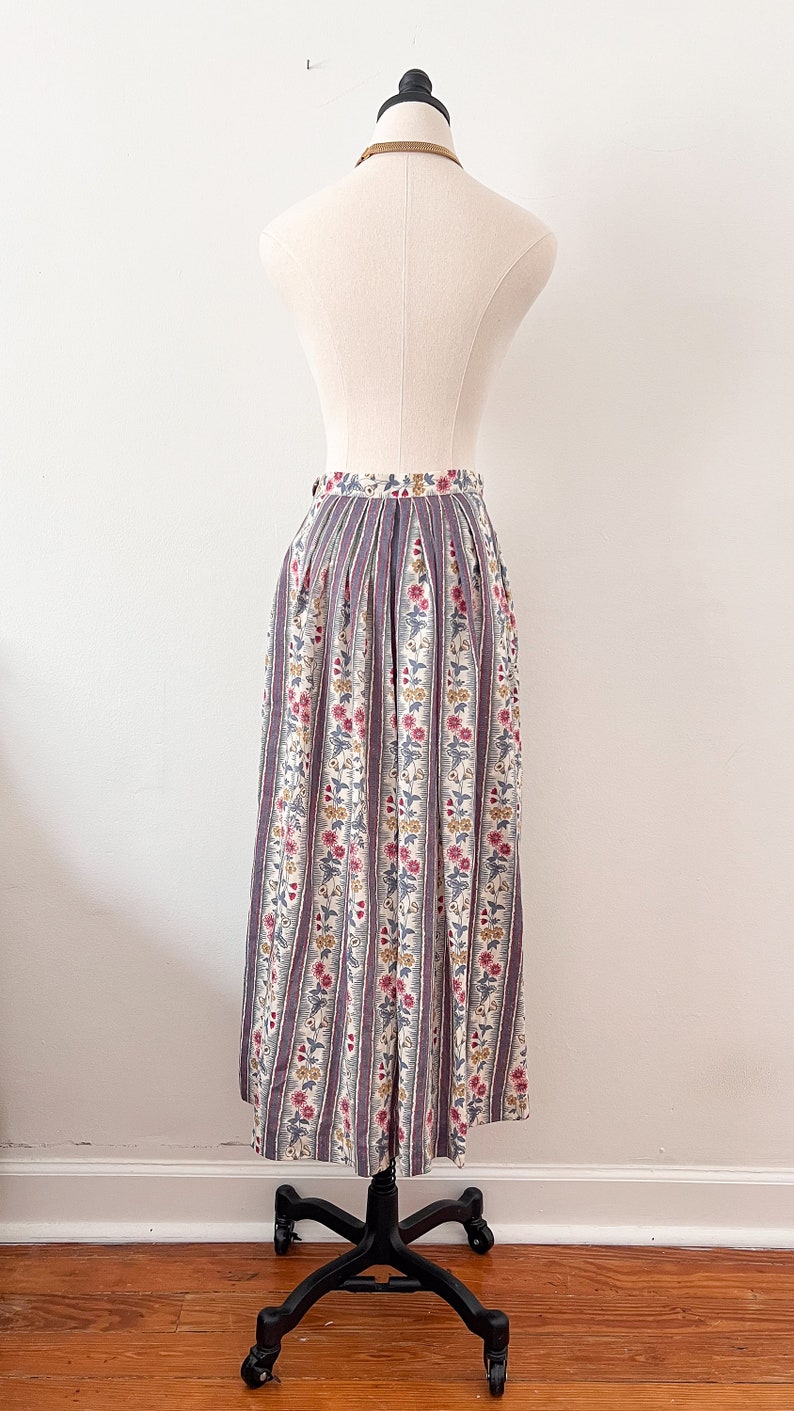 80s 90s Orvis Floral Pleated Midi Skirt image 5