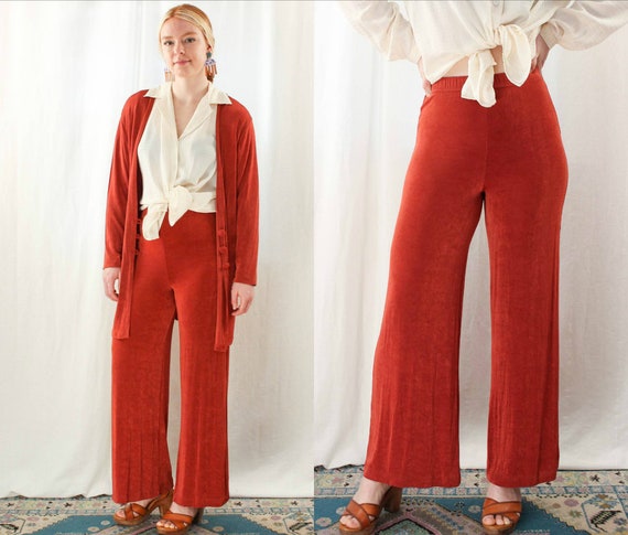90s Micro Ribbed Wide Leg Pants and Cardigan Size