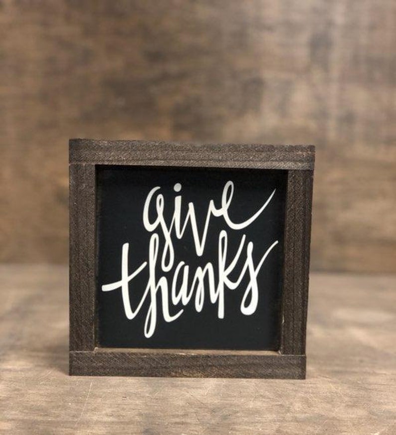 Give Thanks Charcoal or Cream Framed Wooden Sign