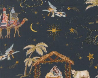 Silent Night - Silent Night Nativity - Watercolour Art - Moda Fabrics - 1/2 yd