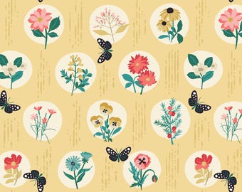 Garden Walks - Garden Bloom in Yellow - Ann Gardener - Cloud9 Fabrics - 1/2 yd