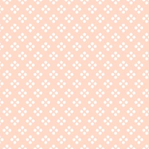 May include: A repeating pattern featuring small white circles arranged in groups of four on a solid light peach background. The dots are evenly spaced across the entire surface, creating a consistent geometric design with a soft color palette.