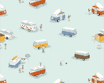 Heather Ross Favorites - Bus in Aquar - Heather Ross - Windham Fabrics - 1/2 yd