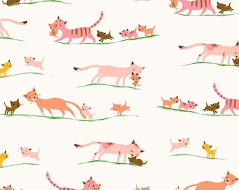 Studio Edit - Mother Cats - Cream - Heather Ross - Windham Fabrics - 1/2 yd
