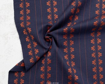 Fine and Dandy - Deco Stripe in Navy/Spice - Fableism - 1/2 yd