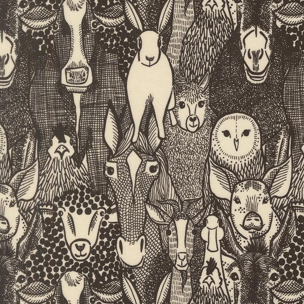 The Henhouse - Barnyard Faces- Iron - Gingiber - Moda Fabrics -1/2 yd