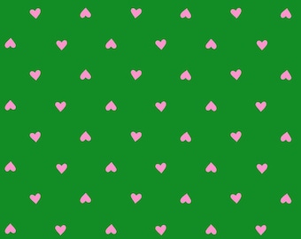 Trinketry - Deep Verdant Neon Hearts- Melody Miller - Ruby Star Society - 1/2 yd