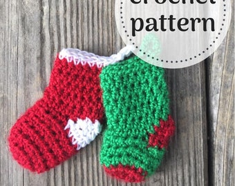 Crochet Christmas Stocking Ornament pattern, crochet ornament, christmas crochet