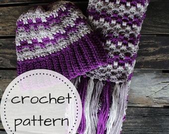 Crochet Hat and Scarf Pattern, crochet hat, crochet scarf