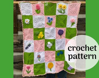 Spring Showers Blanket, crochet blanket, crochet afghan, crochet flower, crochet flowers