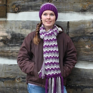Crochet Hat and Scarf Pattern, crochet hat, crochet scarf image 2