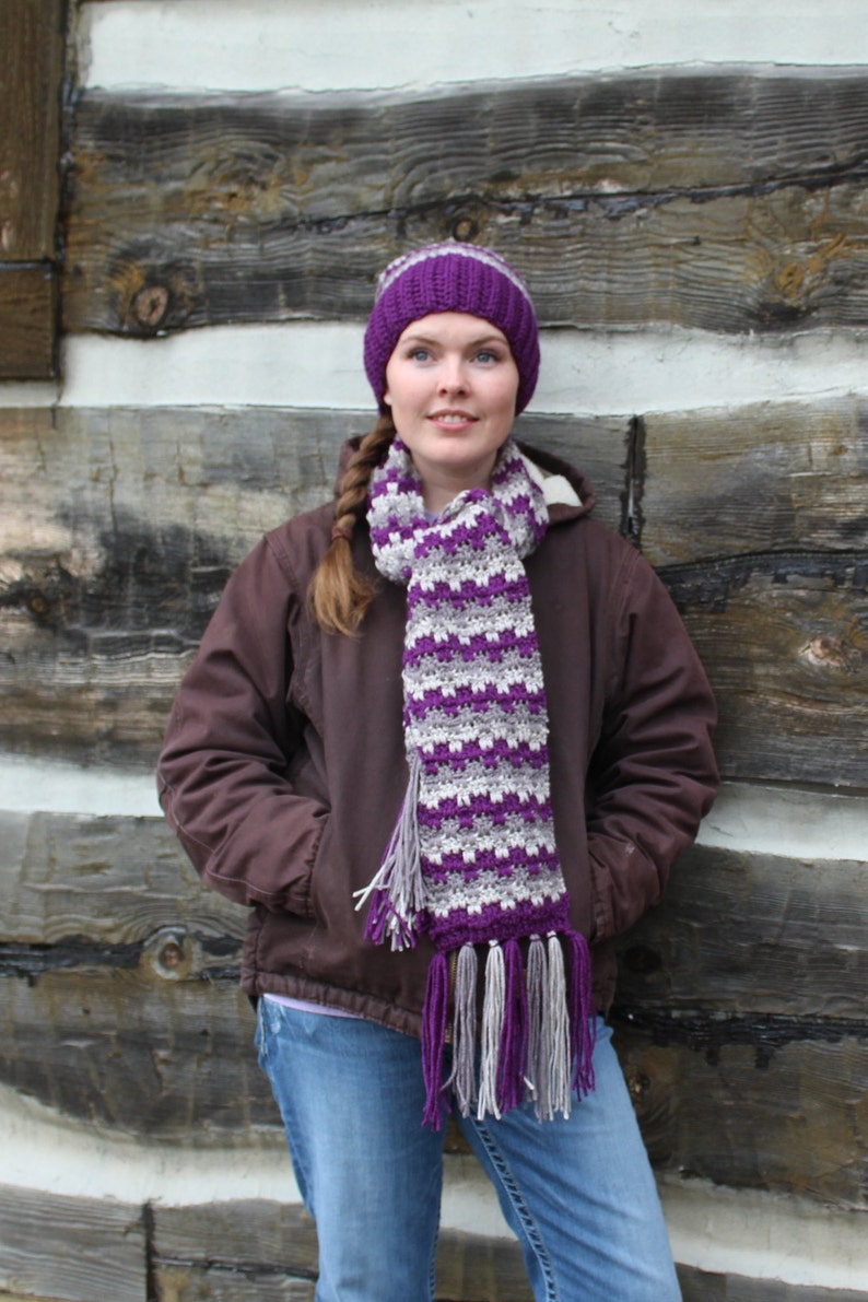 Crochet Hat and Scarf Pattern, crochet hat, crochet scarf image 2