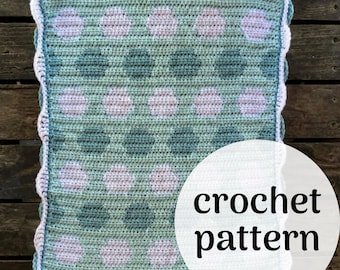 Polka Dot Crochet Baby Blanket, crochet baby afghan, crochet polka dot pattern, crochet pattern