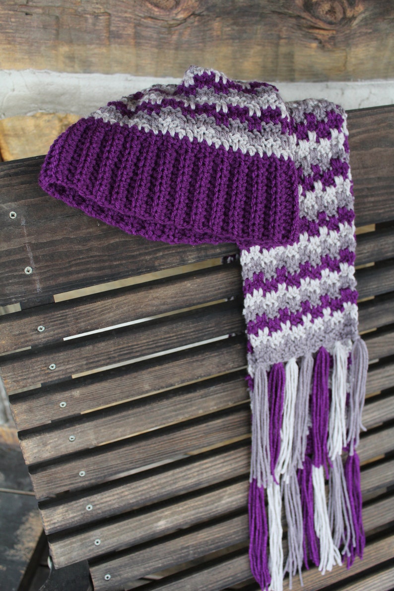 Crochet Hat and Scarf Pattern, crochet hat, crochet scarf image 5