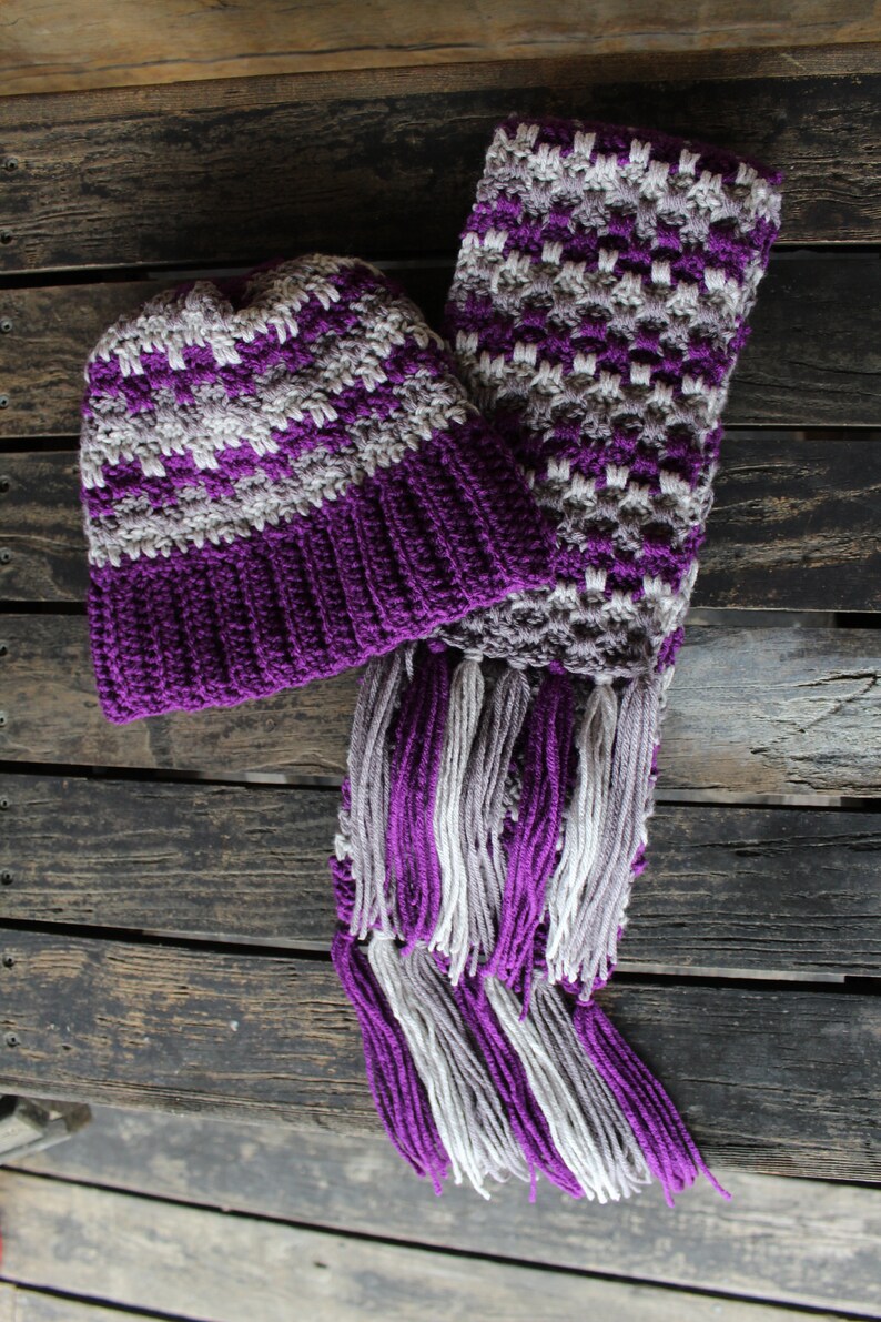 Crochet Hat and Scarf Pattern, crochet hat, crochet scarf image 4