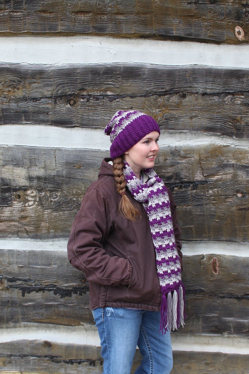 Crochet Hat and Scarf Pattern, crochet hat, crochet scarf image 3