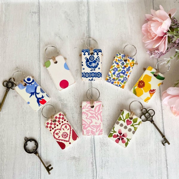 Wooden Key Fob | Emma Bridgewater Inspired | Decoupaged Key Rings | Handmade Key Chains | Pretty Key Rings