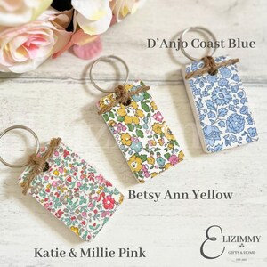 Liberty Wooden Key Rings, Liberty of London Tana Lawn Fabric Covered Wooden Key Fobs, Liberty Key Rings, Key Chains, Token Gift for Her image 3