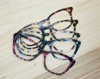 Translucent Tortoise Acrylic Topper For Interchangeable Magnetic Glasses