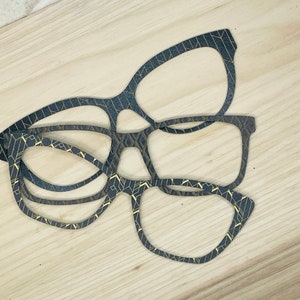 Art Deco Black & Gold Acrylic Eyewear Topper for Interchangeable Magnetic Glasses