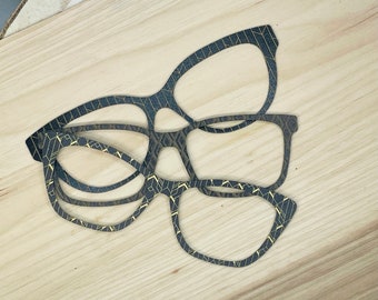Art Deco Black & Gold Acrylic Eyewear Topper for Interchangeable Magnetic Glasses