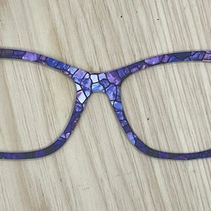 Purple Opaque Stained Glass Acrylic Eyewear Toppers for Interchangeable Magnetic Glasses