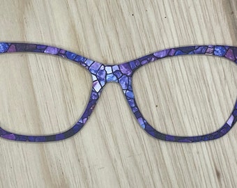 Purple Opaque Stained Glass Acrylic Eyewear Toppers for Interchangeable Magnetic Glasses