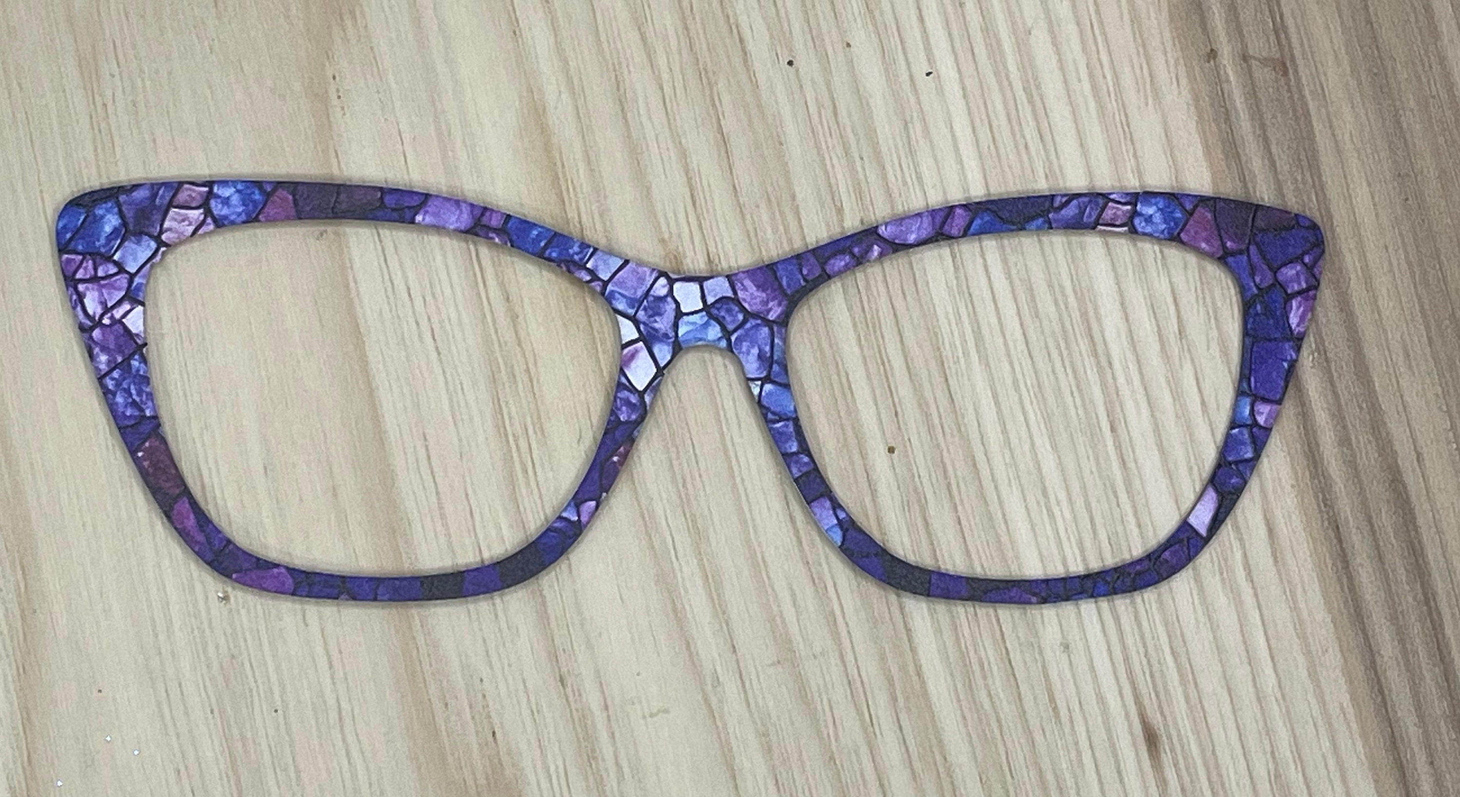 Purple Opaque Stained Glass Acrylic Eyewear Toppers for Interchangeable Magnetic Glasses
