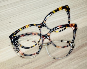 Triple Stripe  Accent Tortoise Translucent Acrylic Topper For Interchangeable Magnetic Glasses