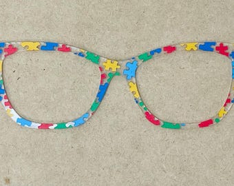 Puzzleteile-Brillenaufsatz aus durchscheinendem Acryl für austauschbare magnetische Brillen