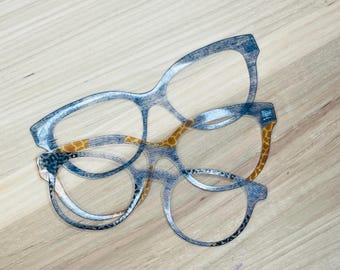 Translucent Denim Acrylic Topper For Interchangeable Magnetic Glasses