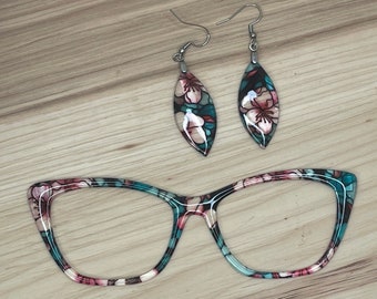 Cherry Blossom Stained Glass Acrylic Topper Interchangable Magnetic Glasses
